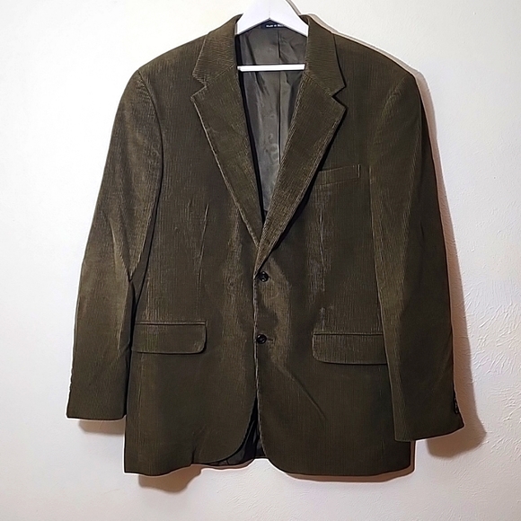 Land's End corduroy olive green lined jacket size 43L - Picture 1 of 14